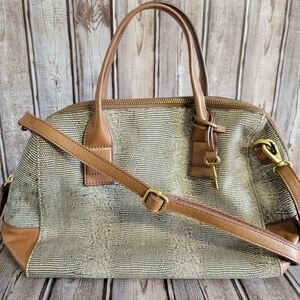 Fossil Snakeskin Print Leather Satchel